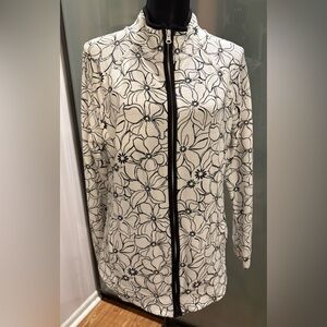 T by Talbots  Black and White floral pattern Women's Jacket